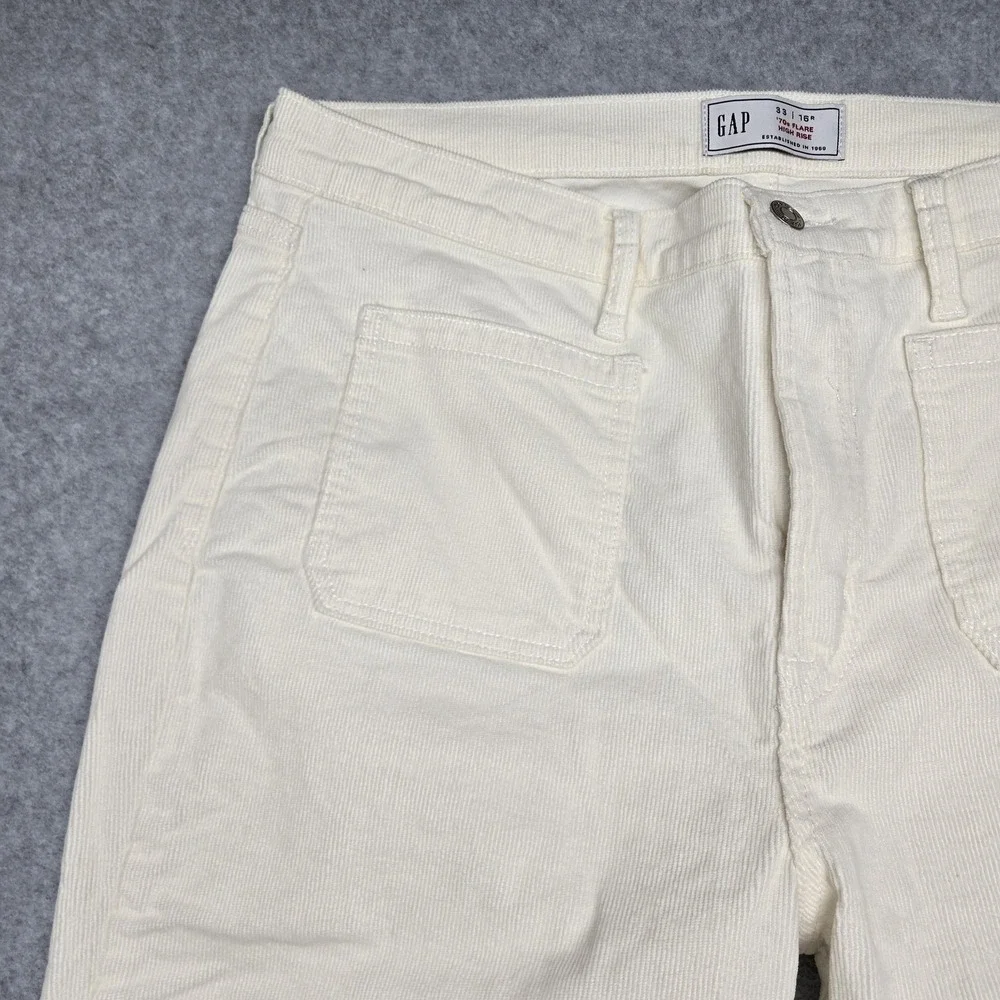 GAP Pants Womens 16R 33 White 70s‎ Flare High Rise Corduroy Stretch Pockets